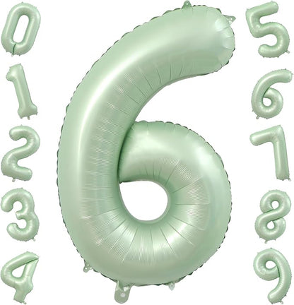40 Inch Olive Green Number 6 Foil Balloon by TNCDJKPA