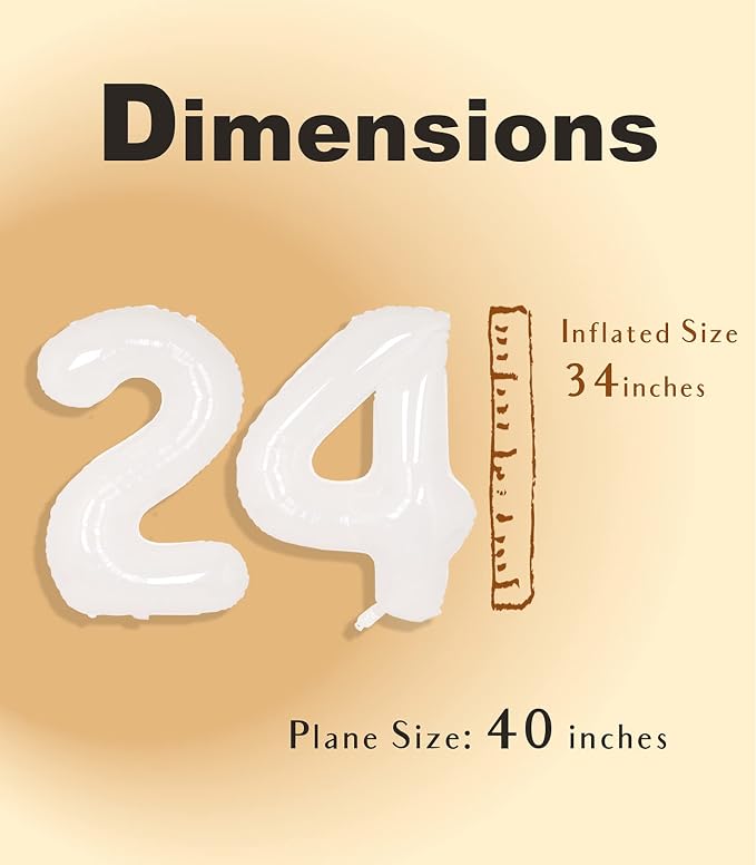 SUWEN 40 Inch White Large 24 Balloon Number Big Foil Helium Numbers 0-9 | Giant - Image 4