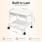 Beauty Salon Nail or Foot Bath Spa, 2Tier Portable Esthetician Trolley Cart Pedicure Manicure Funiture Massage Table Salon Supplies with 4 Wheels for Foot Rest, Hair Salons, Home (White)