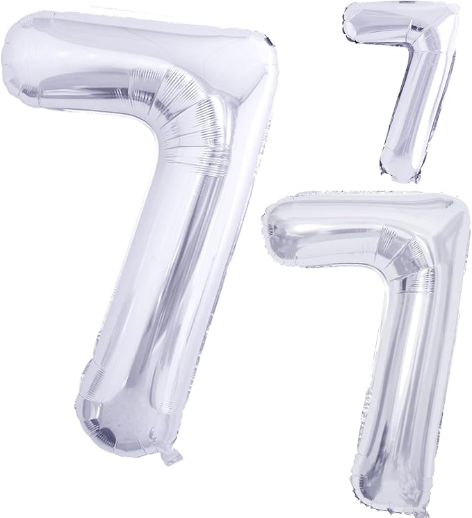 Silver Foil Balloons Number 7, Huge Number Balloons by GOER