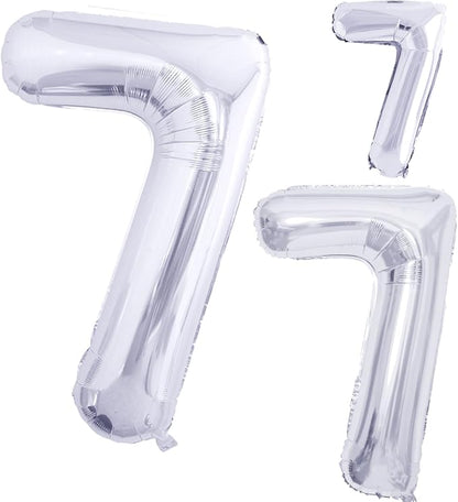 Silver Foil Balloons Number 7, Huge Number Balloons by GOER