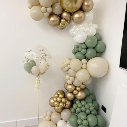 Dusty Green White Gold Balloons - Image 7