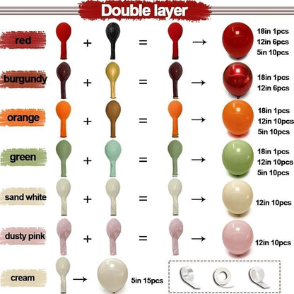 Sage Green Orange Red Balloons Double Stuffed Fall Balloon Burnt Orange Pink - Image 3