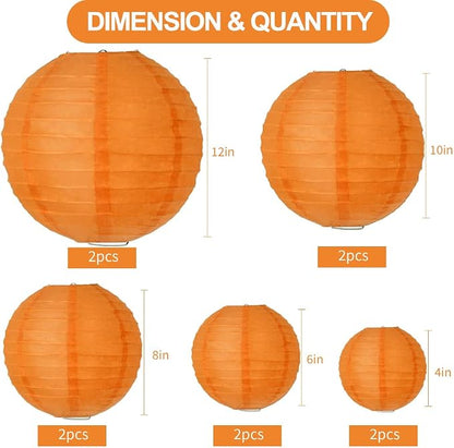 BEISHIDA Orange Paper Lanterns 10Pcs 4/6/8/10/12 Inch Round Chinese Lamp | - Image 2