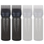 4 Pack Root Comb Applicator Bottle, Hair Oil Applicator, Oil Comb Applicator Bottle for Hair Dye Shampoos Hair Salons (Black+White)