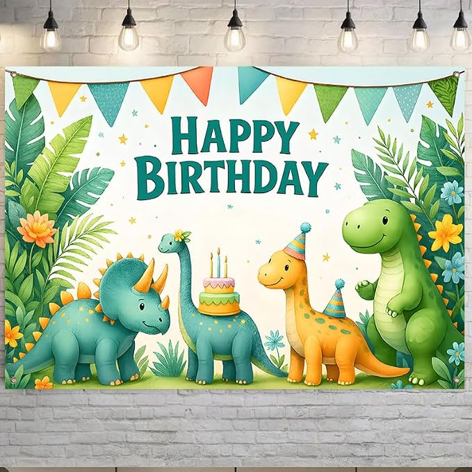 Dinosaur Birthday Decorations Banner 71x43 Inch, Large Dinosaur Birthday Party - Image 8