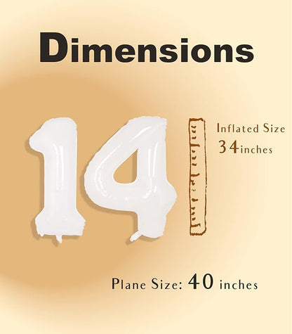 SUWEN 40 Inch White Large 14 Balloon Number Big Foil Helium Numbers 0-9 | Giant - Image 5
