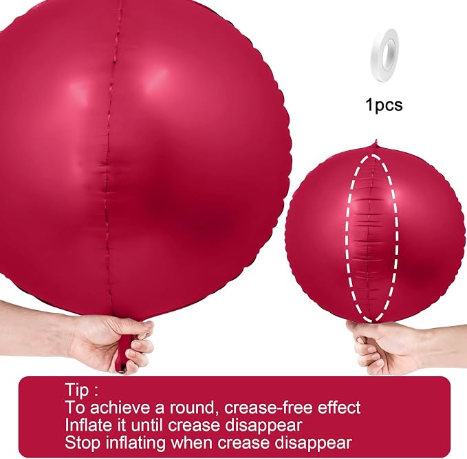 12Pcs Burgundy Red Round Foil Balloons, Metallic Deep Red Foil Balloon - Image 7