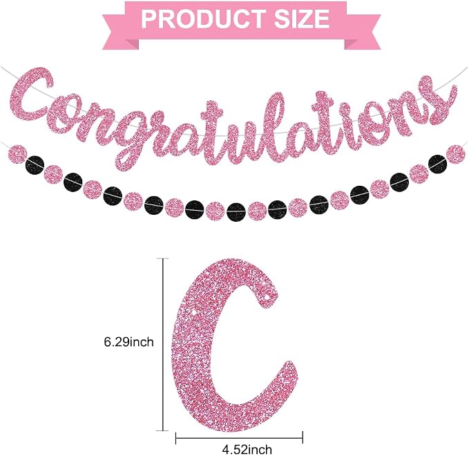 BEISHIDA Congratulations Banner Pink 2026 Graduation Banners, Grad Congrats - Image 2
