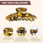 French Hair Claw Clips for Women Grils,4 Inch Strong Hold No Slip Grip Accessories Acetate Material,Not Easily Damaged,Thick or Thin Hair (Gold)