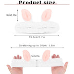 Cute White Rabbit Ears Headband Frog Eye Elastic to Wash Face for Women Makeup Shower Spa (1 Pack)