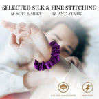 Silk Hair Scrunchie, 100% Mulberry Silk, No Damage for Frizz Prevention, Sleep Scrunchie, Hair Accessories for Women (Violet), 1 Count