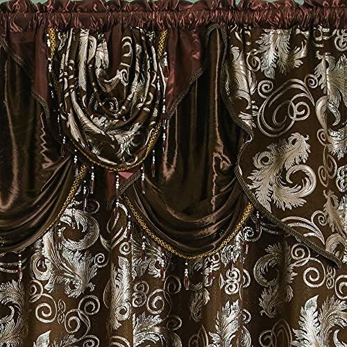 GLORY RUGS Jacquard Luxury Window 2 Panel Set Brown Curtain - Image 3