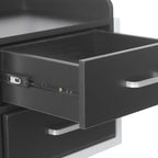 Suspended Salon Station for Hair Stylist, Wall Mounted Styling Salon Station Storage Cabinet w/2*Drawers &Hair Dryer Stand,Floating Nightstand Stylist Storage Cabinet for Home (Black+ Silver)
