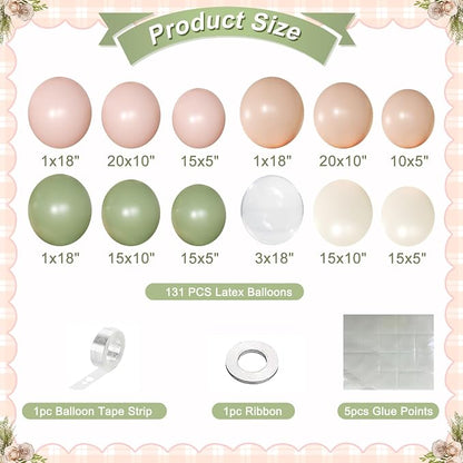 Pink Green Balloon Arch Kit, Baby Shower Birthday Decor | 131Pcs Dusty Pink - Image 6