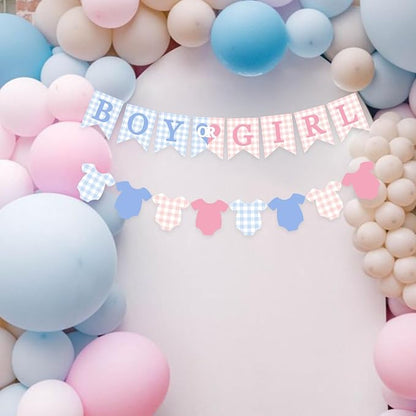 Gingham Boy Or Girl Baby Banner Plaid Welcome Baby Shower Sign Decoration - Image 3