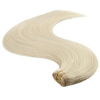 YoungSee Blonde Hair Extensions Weft Platinum Blonde Hand Tied Weft Hair Extensions Human Hair Dyable Sew in Hair Extensions Real Human Hair 16in 100g