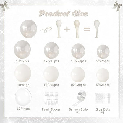 CROSSFINGERS Pearl White Balloon Arch Kit, Double Stuffed White Balloons | - Image 6