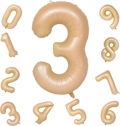 Apricot Number 3 Balloon for Girls Boys, 40 Inch Large Nude Number 0-9 Foil - Image 9