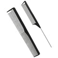 2Pcs Hair Combs for Women and Men，Combs for Hair Stylist, Professional Black Carbon Fiber Teasing Comb，Fine and Wide Tooth Barber Comb for All Hair Types（Style 1）