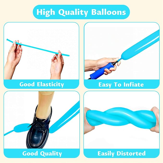 260 Teal Blue Long Balloons for Balloon Garland Thickening Skinny Latex - Image 4