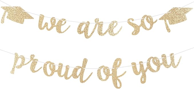2026 Graduation Decorations Pre-Strung Blingbling We Are So Proud of You Banner by Unknown