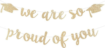 2026 Graduation Decorations Pre-Strung Blingbling We Are So Proud of You Banner by Unknown
