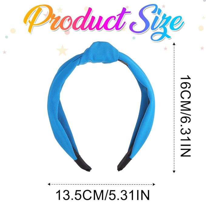 Wide Knotted Headbands, Non-Slip Hair Accessories for Women, 4-Pack (Navy Bright Blue Baby Blue Lavender)