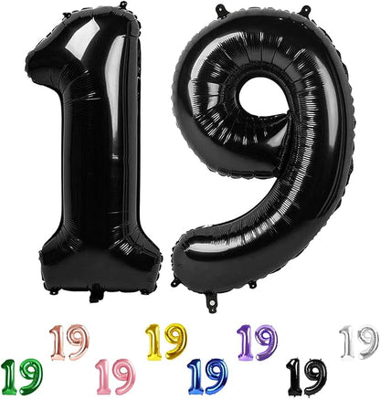 Number Balloons Black 19 Balloon 40 inch by Enyeopd