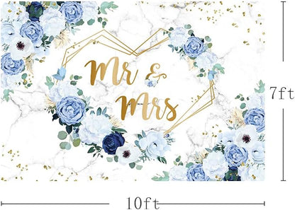 AIBIIN 10x7ft Mr and Mrs Floral Backdrop - Image 3