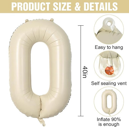 Cream O Letter Balloons, 40 Inch Letter O Balloon Beige, Helium Custom Letter - Image 2