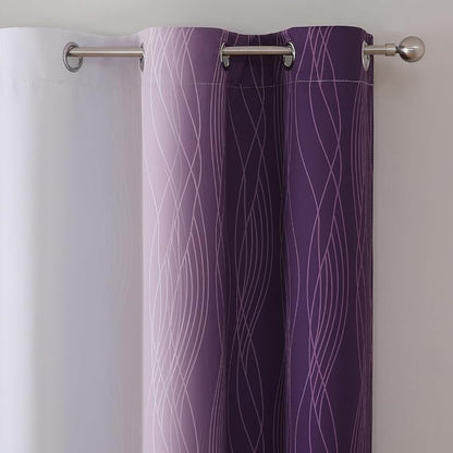 Purple and Greyish White Ombre Blackout Curtains 54 Inch Length 2 Panels - Image 4
