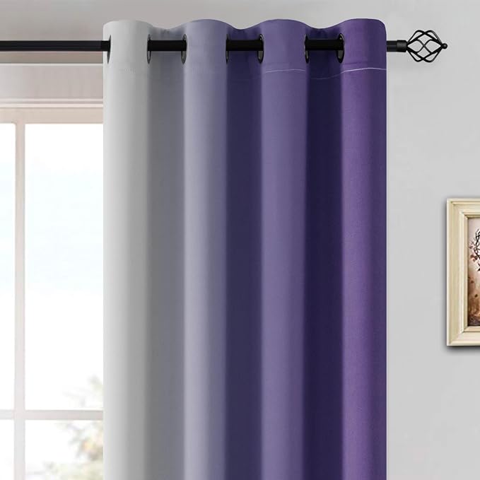Yakamok Ombre Curtains Lavender Purple and Greyish White - Image 3