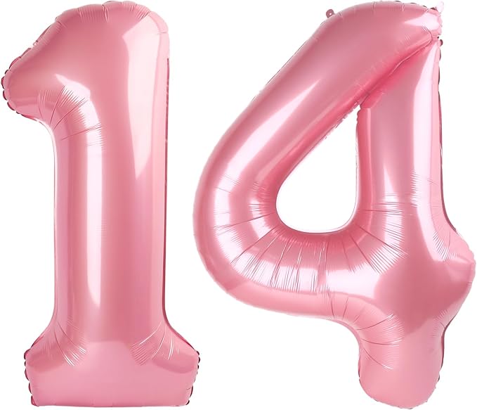 14 Balloon - Pastel Pink Birthday Number Balloons, 40 Inch Decorations | Pastel by ALPHADELTAPI