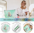 Personalized Gifts Monogrammed Birthday Gifts for Women, Mama New Mom Thanksgiving Wedding Christmas Initial 20 oz Tumbler, Makeup Bag Cup Pens Journal Notebook 6 Set, (Aesthetic Green Flower L)