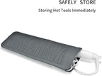 2 Pack Silicone Heat Resistant Travel Pouch for Straightener, Crimping Wand, Curling Wand, Flat Iron (Light Grey&Beige)