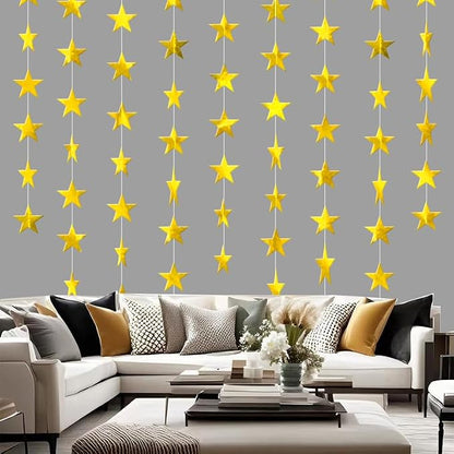 Gold Shining Star Hanging Garland Gold Hanging Sparkling Star Streamer Glitter - Image 4