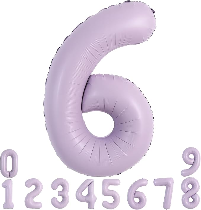 TONIFUL 40 Inch Cream Purple Large Number 6 Balloon by TONIFUL