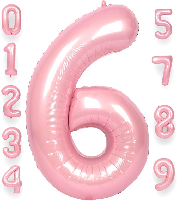 RainbowQ Pink 6 Balloon Number 40 Inch 0-40 Foil Large Balloons | Big Mylar 6 by RainbowQParty
