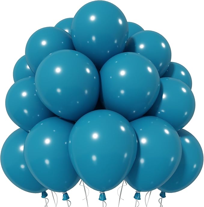 Jobkoo Peacock Blue Balloons 12 Inch, Turquoise Teal Blue Latex Balloon | Matte by Jobkoo