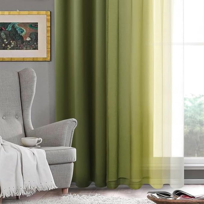 DWCN Olive Green Ombre Sheer Curtains - Image 6