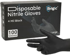 Disposable Nitrile Gloves, Textured Grip, 4mil, Lightweight, Slip-Resistant, Black