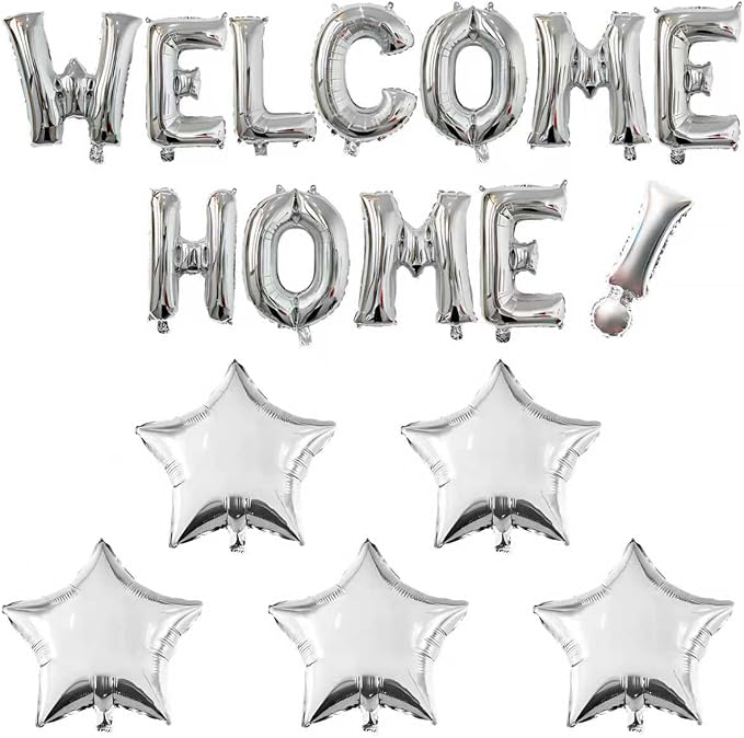 16 Inch Silver Welcome Home Balloon Banner Paired by Unknown