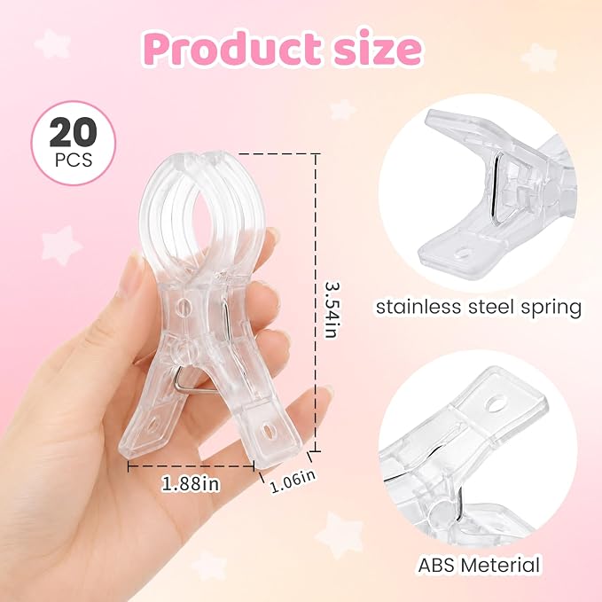 20 Pack Balloon Arch Clips, 3.5 Inch Plastic Transparent Clips - Image 2