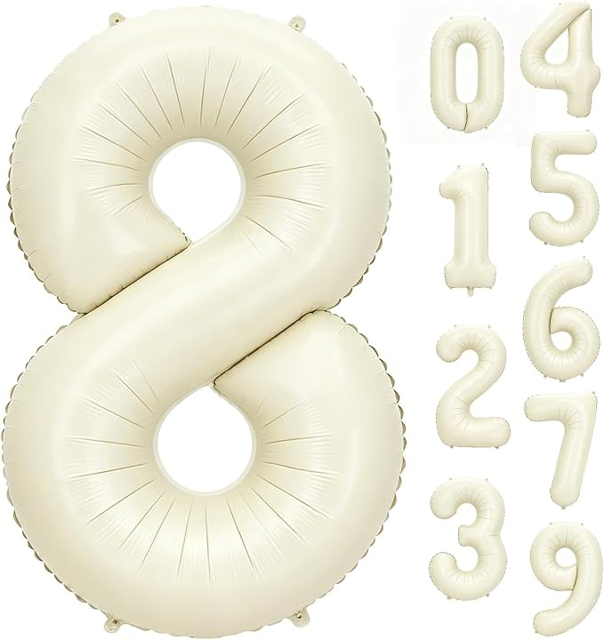 40 Inch Beige Number 8 Foil Balloon by Unknown
