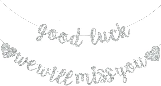 BEISHIDA Silver Good Luck We Will Miss You Banner Party Decor No DIY | Glitter by Beishida