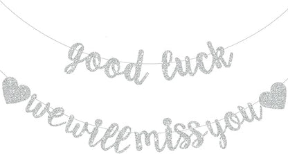 BEISHIDA Silver Good Luck We Will Miss You Banner Party Decor No DIY | Glitter by Beishida