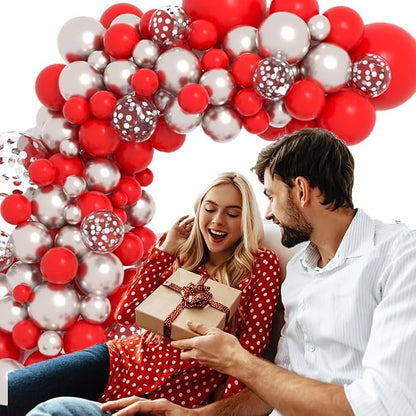 Red Silver Balloon Garland Arch Kit - Image 2