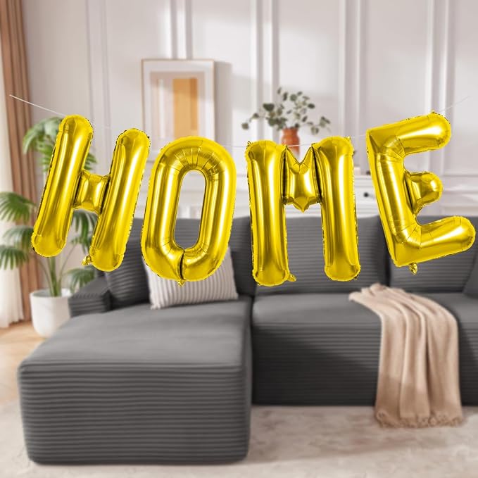 HOME Balloons Aluminum Mylar Foil Big Letter Balloon Gold 40Inch | New Home - Image 2