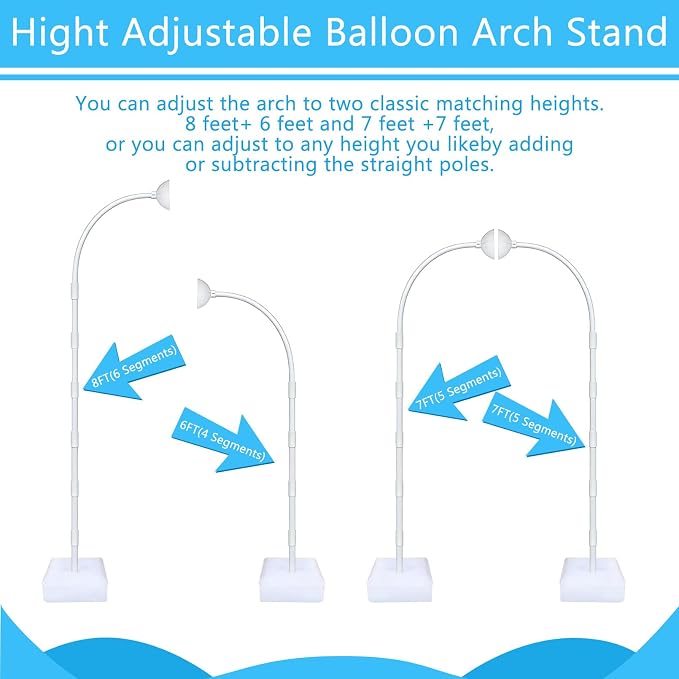 Balloon Arch Stand Kit for Party Backdrop Decoration 8.2FT & 6FT | White - Image 2
